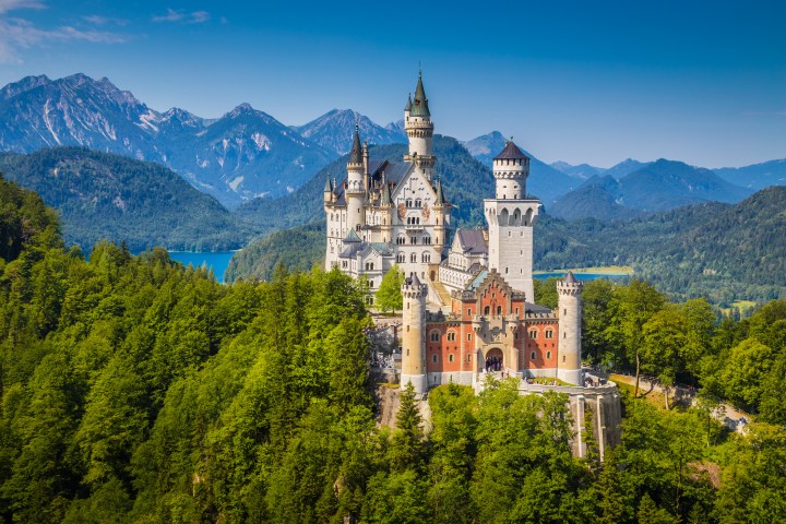 View of Neuschwanstein Castle in summer, sun is shining